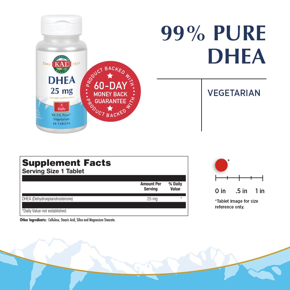 KAL DHEA for Men & Women - 60 Vegetarian Tablets - image 2