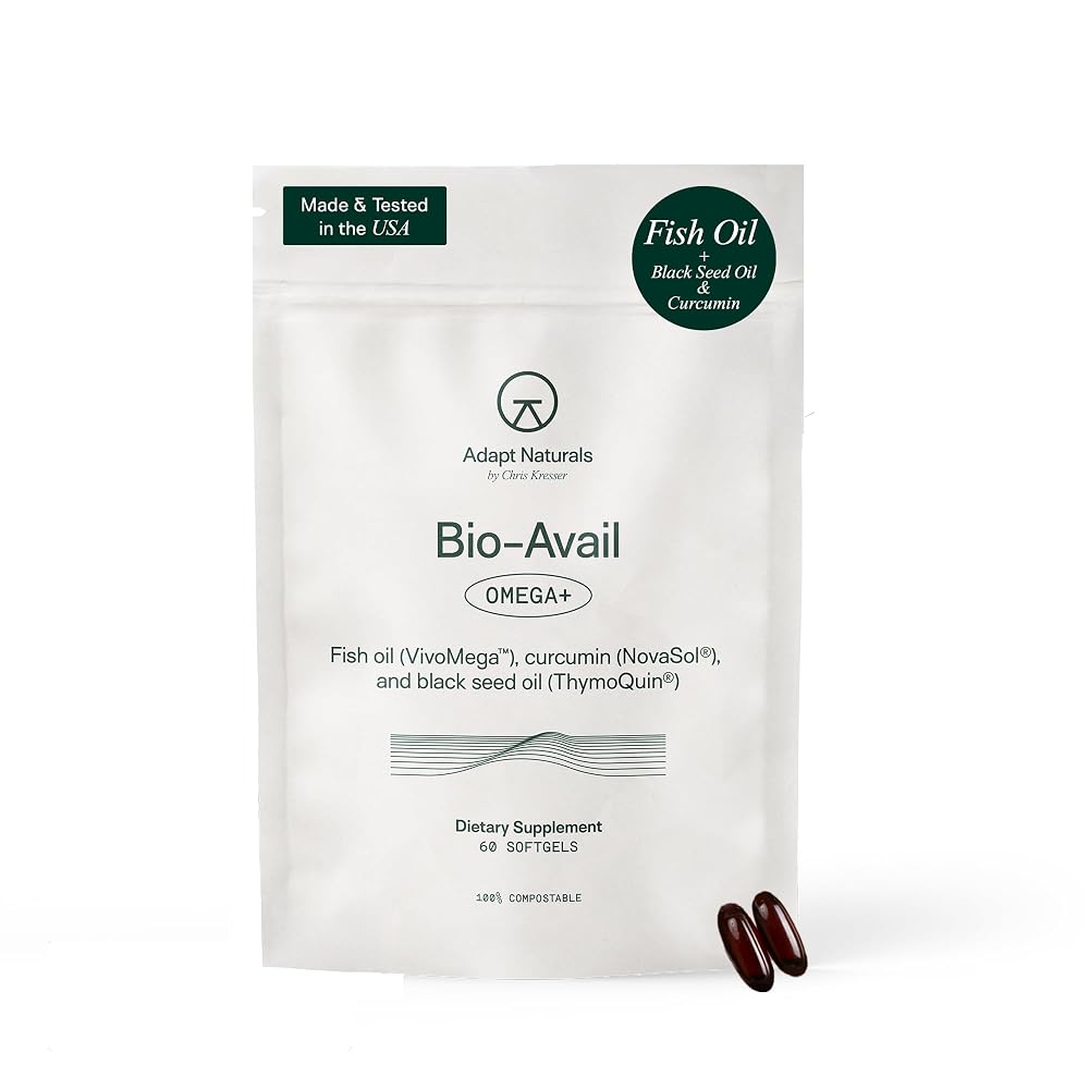 Adapt Naturals Omega 3 Fish Oil Supplement with Bioavailable Curcumin