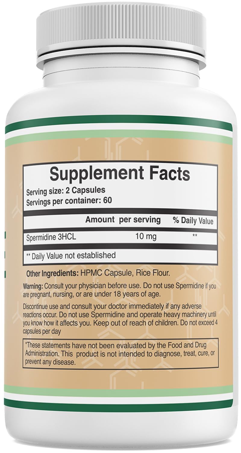 Double Wood Supplements Spermidine 10mg Extra Strength - 120 Capsules - image 4