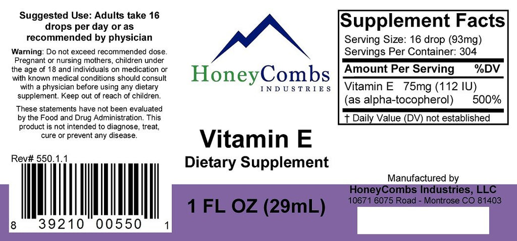 HoneyCombs Vitamin E Liquid Drops Supplement for Adults - 1 Bottle - image 2