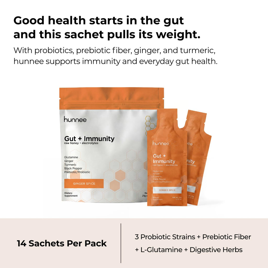 Hunnee H Gut + Immunity Raw Honey Ginger Spice - 14 x 21g - image 5