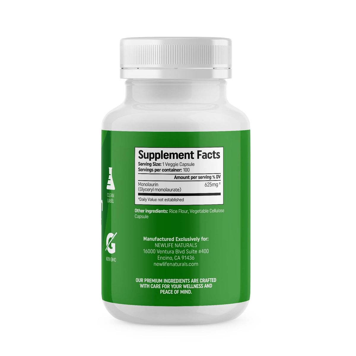 NewLife Naturals Monolaurin Supplement for Gut Health - 100 Capsules - image 3