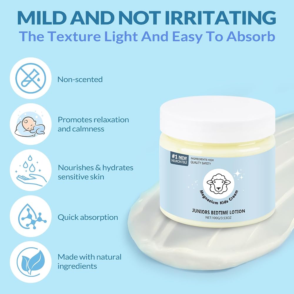 NIURONTBLE Magnesium Lotion for Kids Sleep - 3.53 oz - image 2