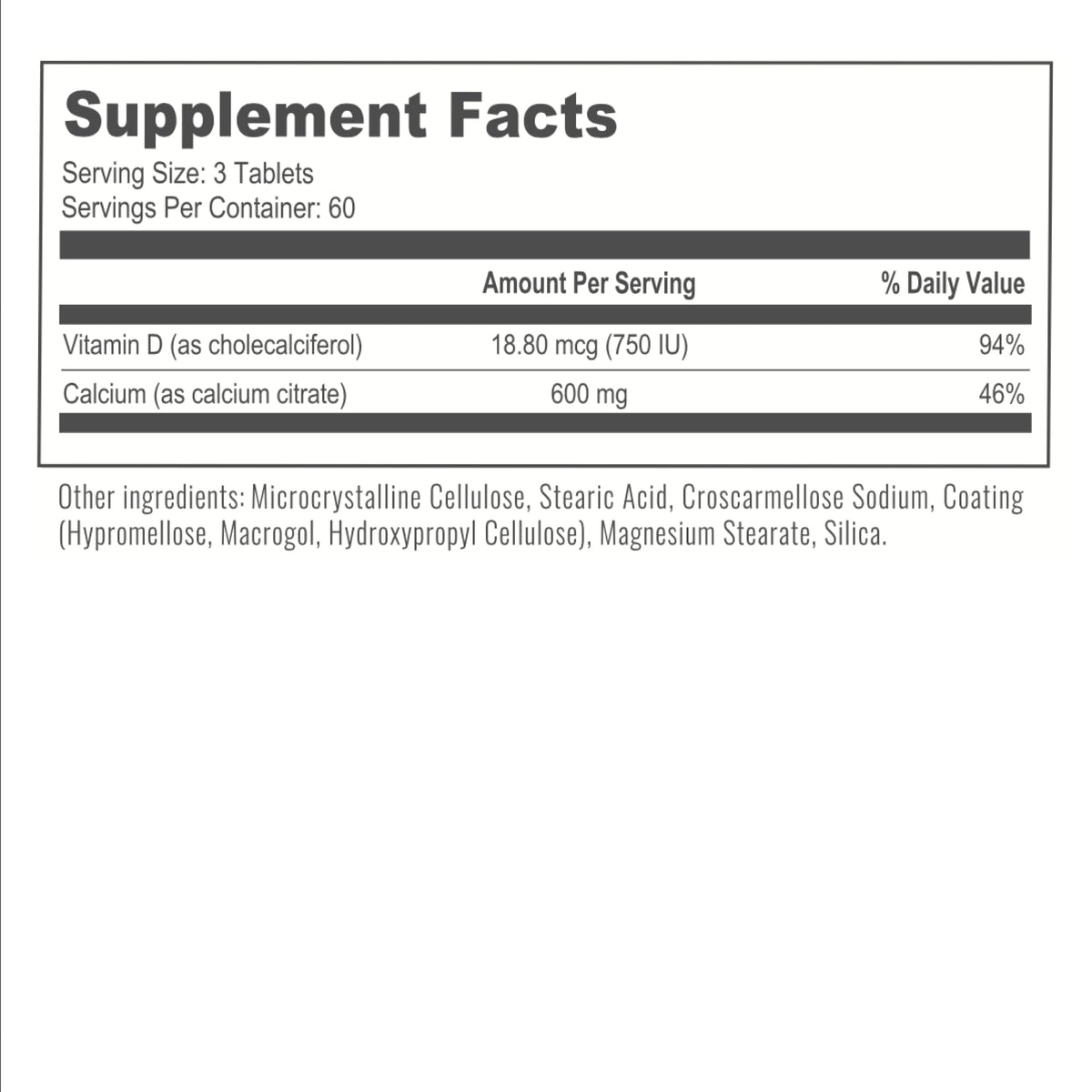BariatricPal Easy Swallow Calcium Citrate (600mg) and D3 Coated