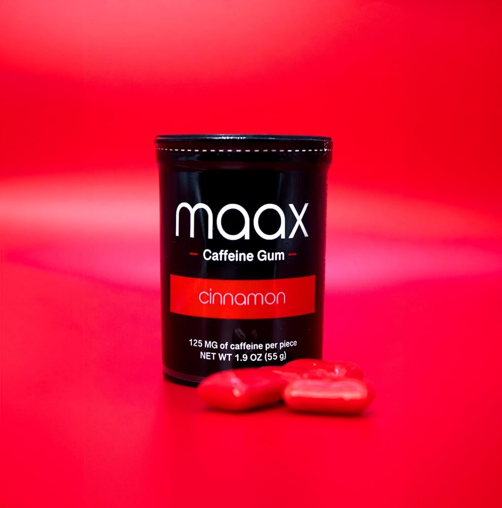 Maax Caffeine Energy Gum Focus - 125mg Cinnamon - 25 Pieces - image 3