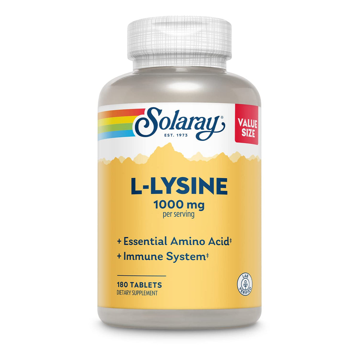 SOLARAY L-Lysine Immune Support - 180 Tablets