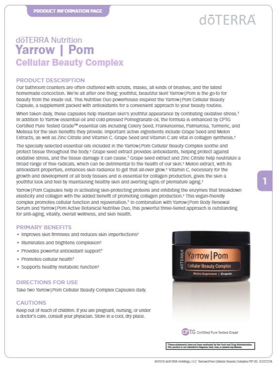 doTERRA Yarrow Pom Cellular Beauty Complex - 60 Capsules - image 5