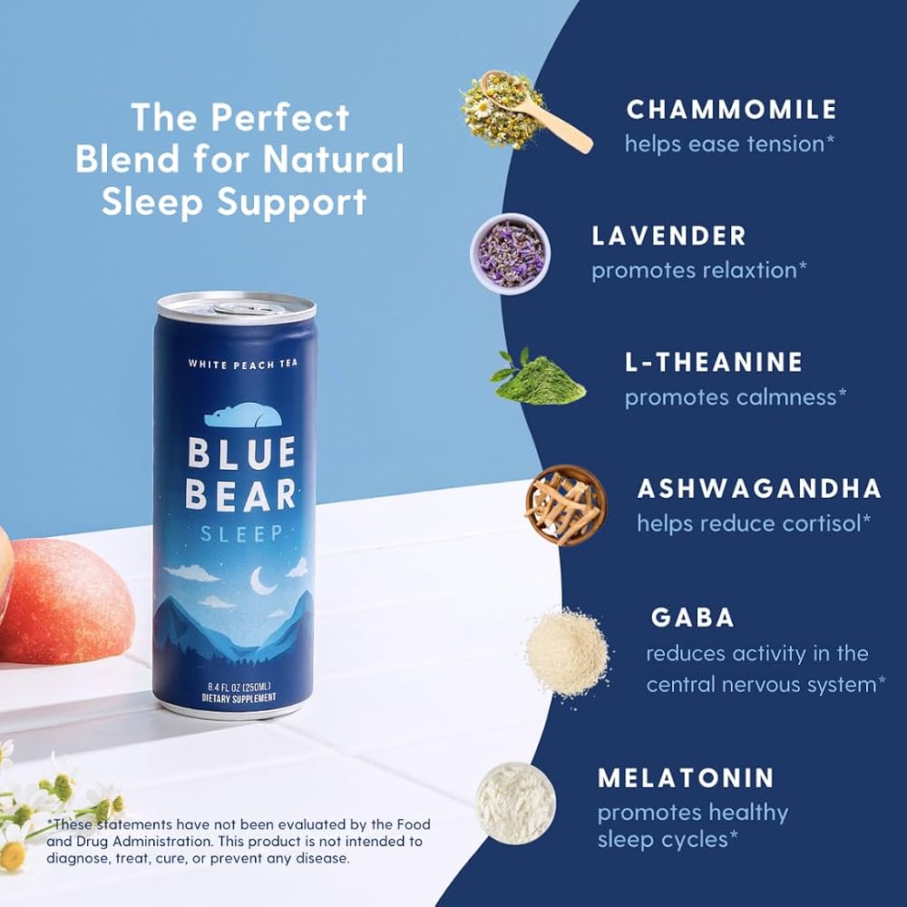 Blue Bear Sleep Adaptogen Drink with Melatonin - 4 Pack - image 3