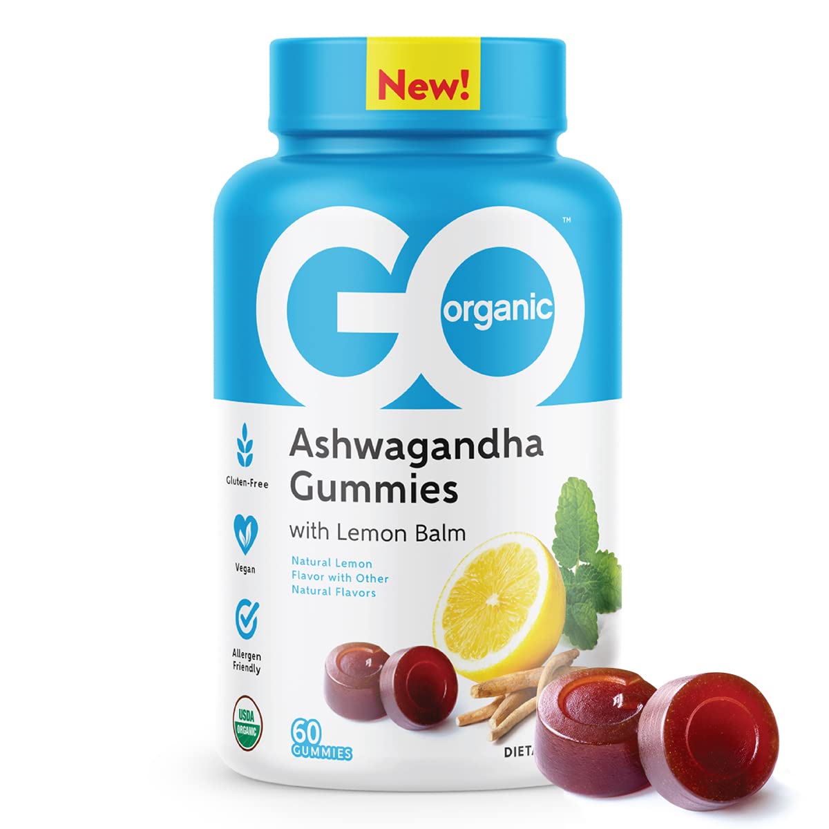 Go Organic Ashwagandha Stress Relief Gummies Lemon - 60 Count