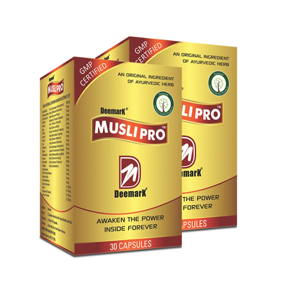 Deemark Musli Pro Ayurvedic Supplement for Strength & Stamina - 60 Capsules