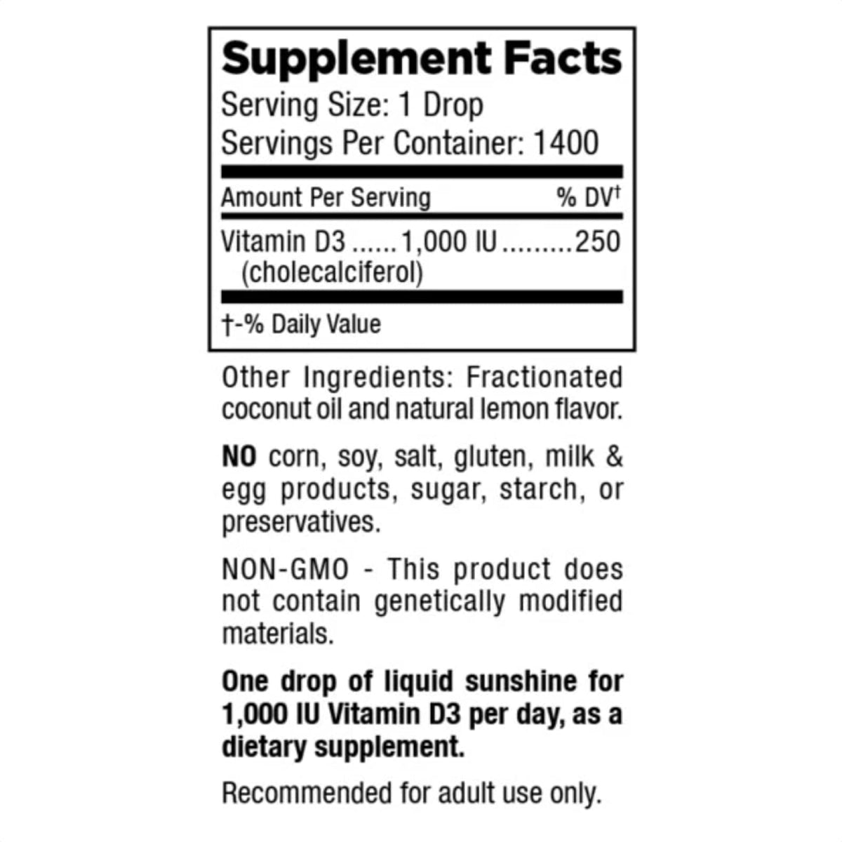 Mt. Angel Vitamins Everyday Liquid Sunshine Vitamin D3 Drops - 1 Fl Oz - image 2