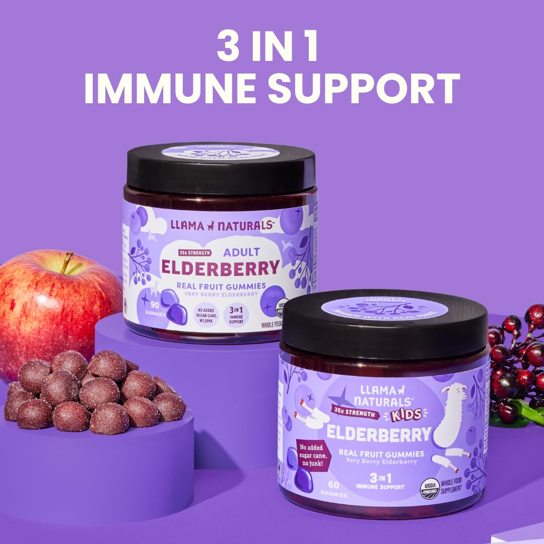 Llama Naturals Elderberry Gummies for Adults Immune Support - 90 Ct - image 3