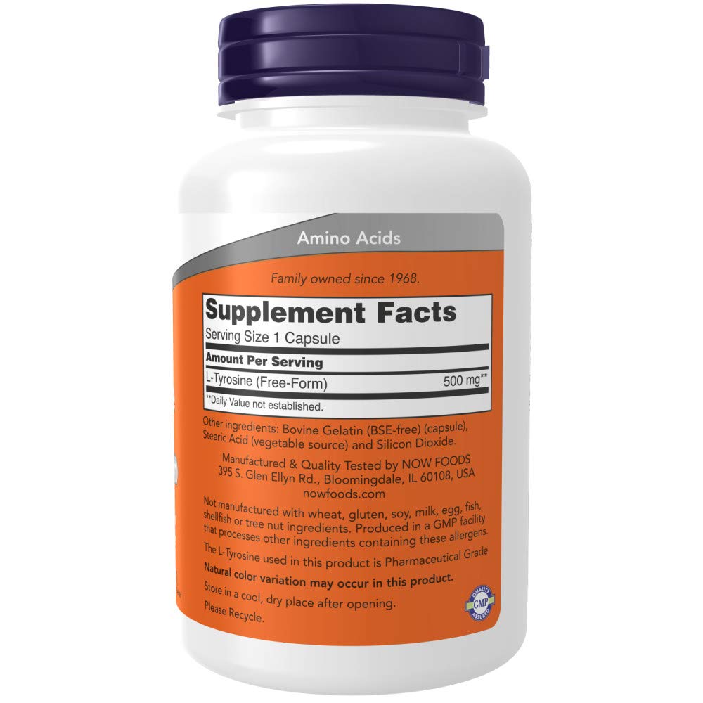 NOW Foods L-Tyrosine 500 mg - 240 Capsules (Pack of 2) - image 2