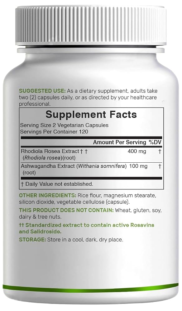 DEAL SUPPLEMENT Rhodiola Rosea & Ashwagandha - 240 Vegetarian Capsules - image 6