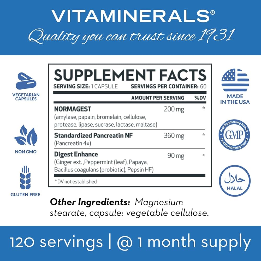 Vitaminerals 61 Normagest Digestion Support - 60 Vegetarian Capsules - image 4