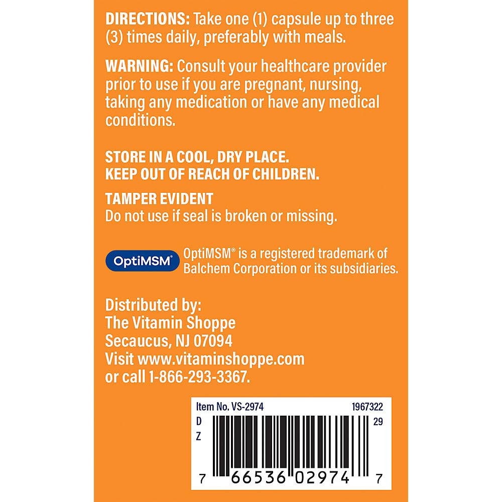 The Vitamin Shoppe MSM 1000 mg Joint Support - 240 Capsules - image 3