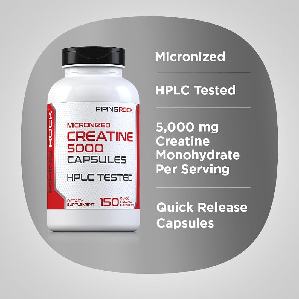 Piping Rock Creatine Monohydrate 5000mg - 150 Capsules - image 4