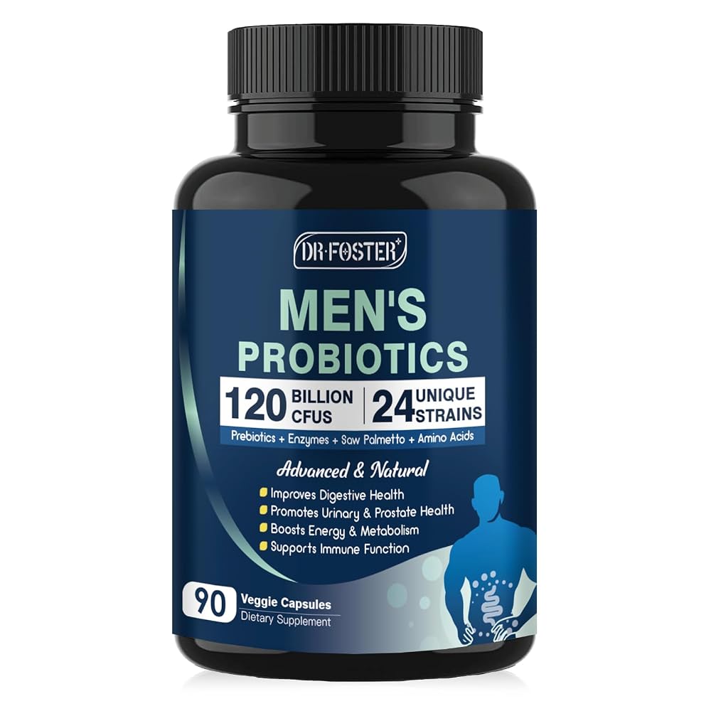 DRFOSTER Probiotics for Men Digestive Health 120 Billion CFU - 90 Capsules