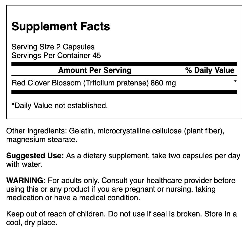 Swanson Red Clover Blossom Menopause Support 430 mg - 90 Capsules - image 2