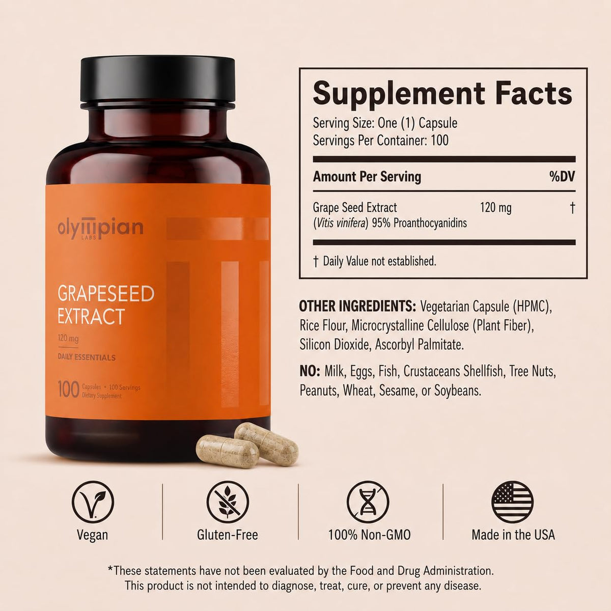 Olympian Labs Grape Seed Extract 400 mg - 100 Capsules - image 2