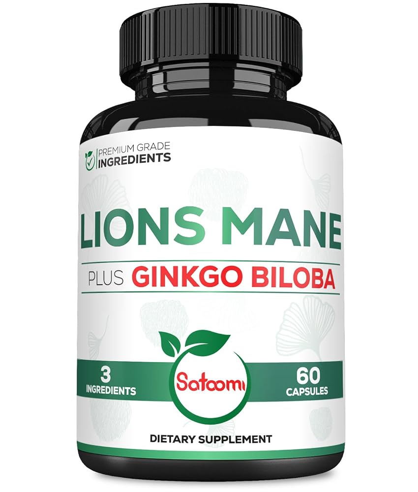 Satoomi Lions Mane Supplement with Ashwagandha and Ginkgo Biloba