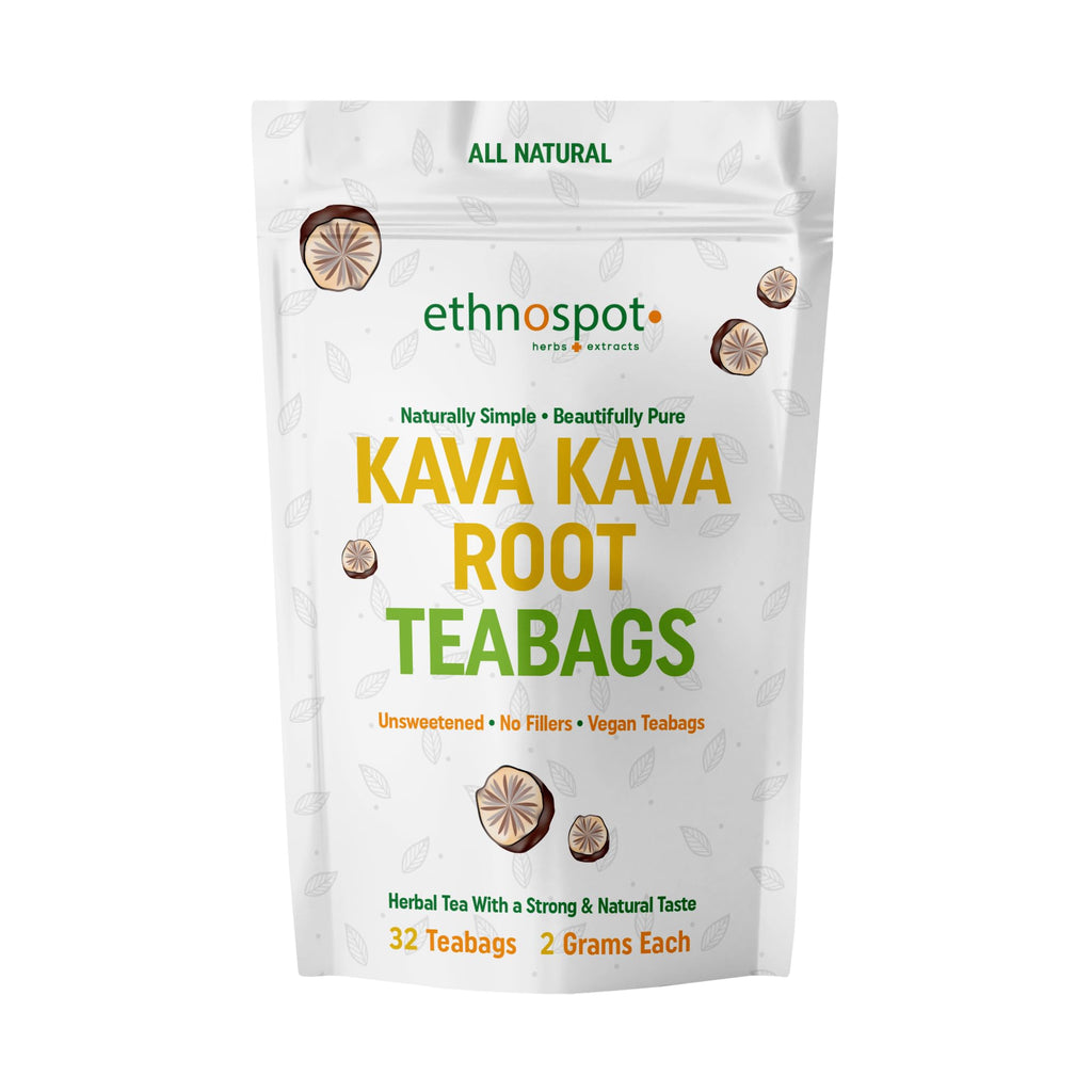 Ethnospot Kava Kava Root Tea for Stress Support Relaxation - 32 Teabags