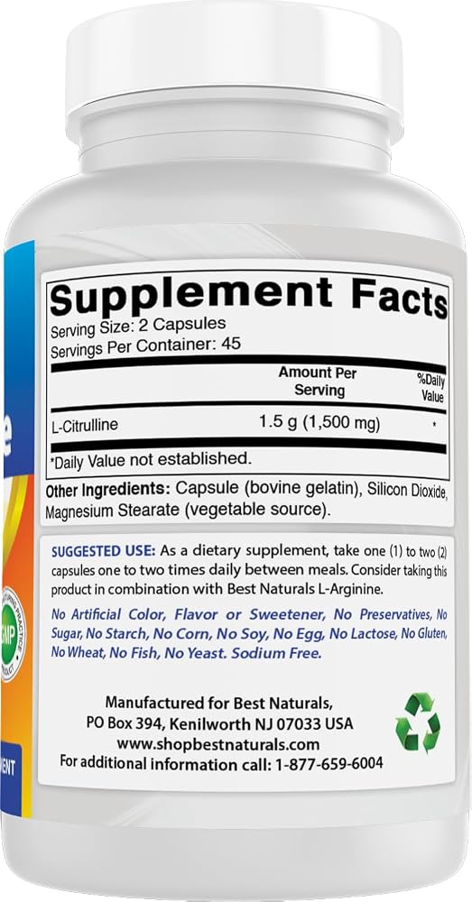 Best Naturals L-Citrulline Capsules - 1500mg/Serving - Non-GMO - image 8