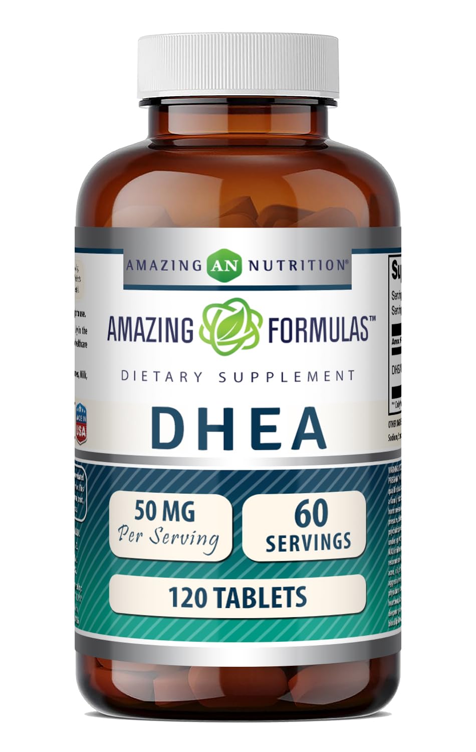 Amazing Nutrition DHEA 50 Mg Tablets Supplement - 120 Count