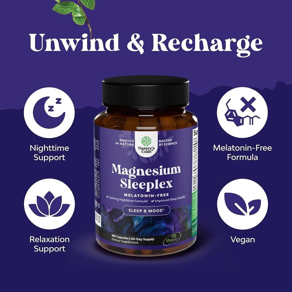 Natures Craft Magnesium L-Threonate Complex for Sleep - 180 Capsules - image 3