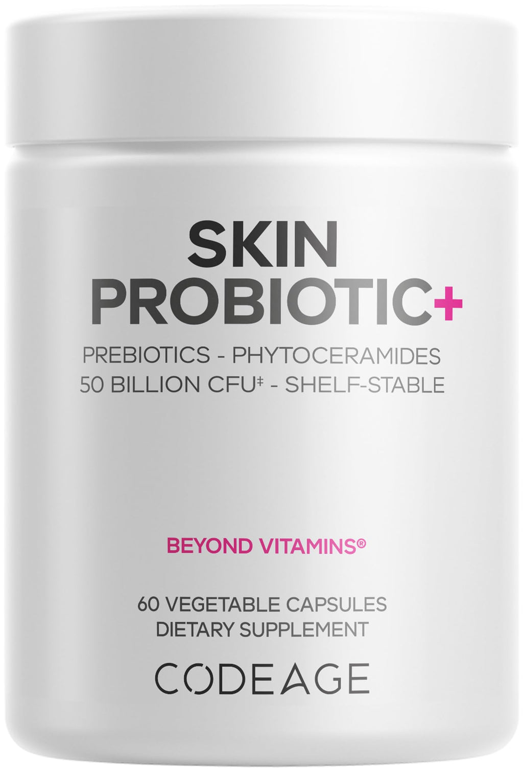 Codeage Skin Probiotics + Prebiotics - 50 Billion CFU - 60 Capsules