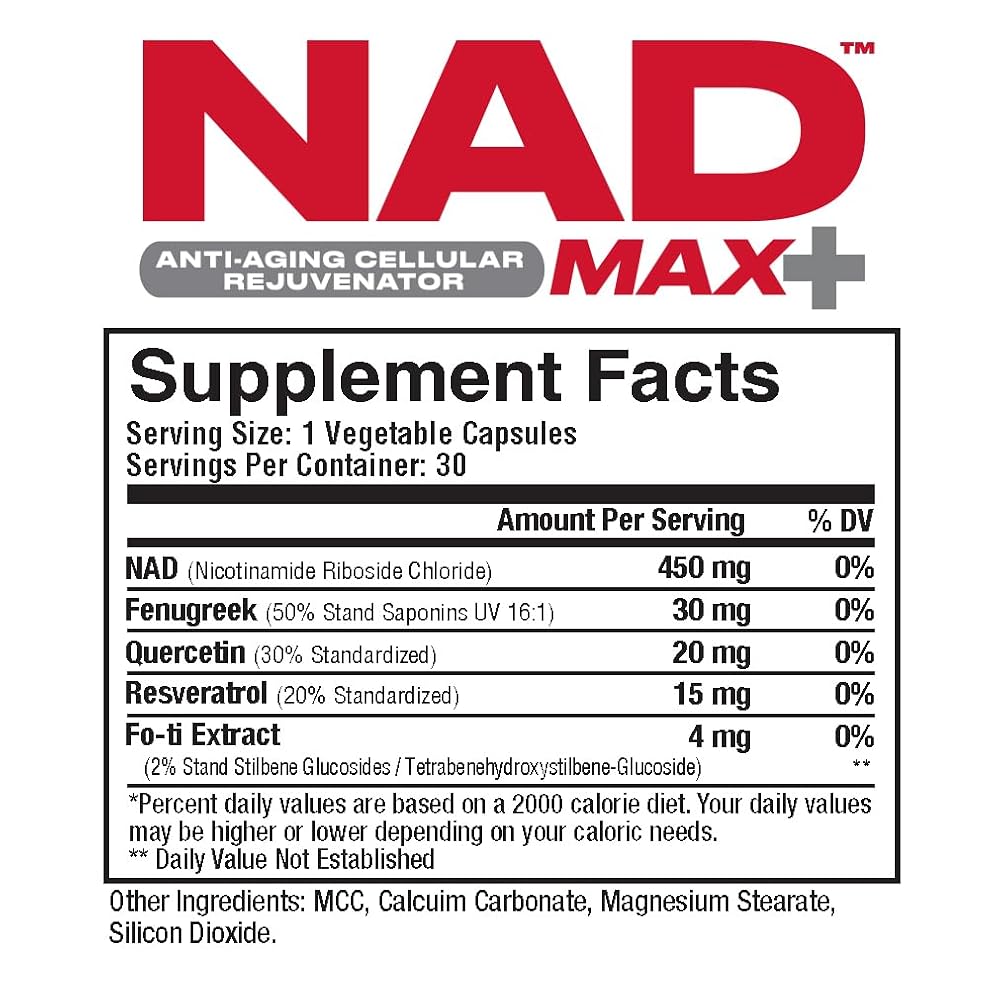 Metabolic Nutrition NAD MAX Plus+ 450mg NAD - 30 Vegetable Capsules - image 2
