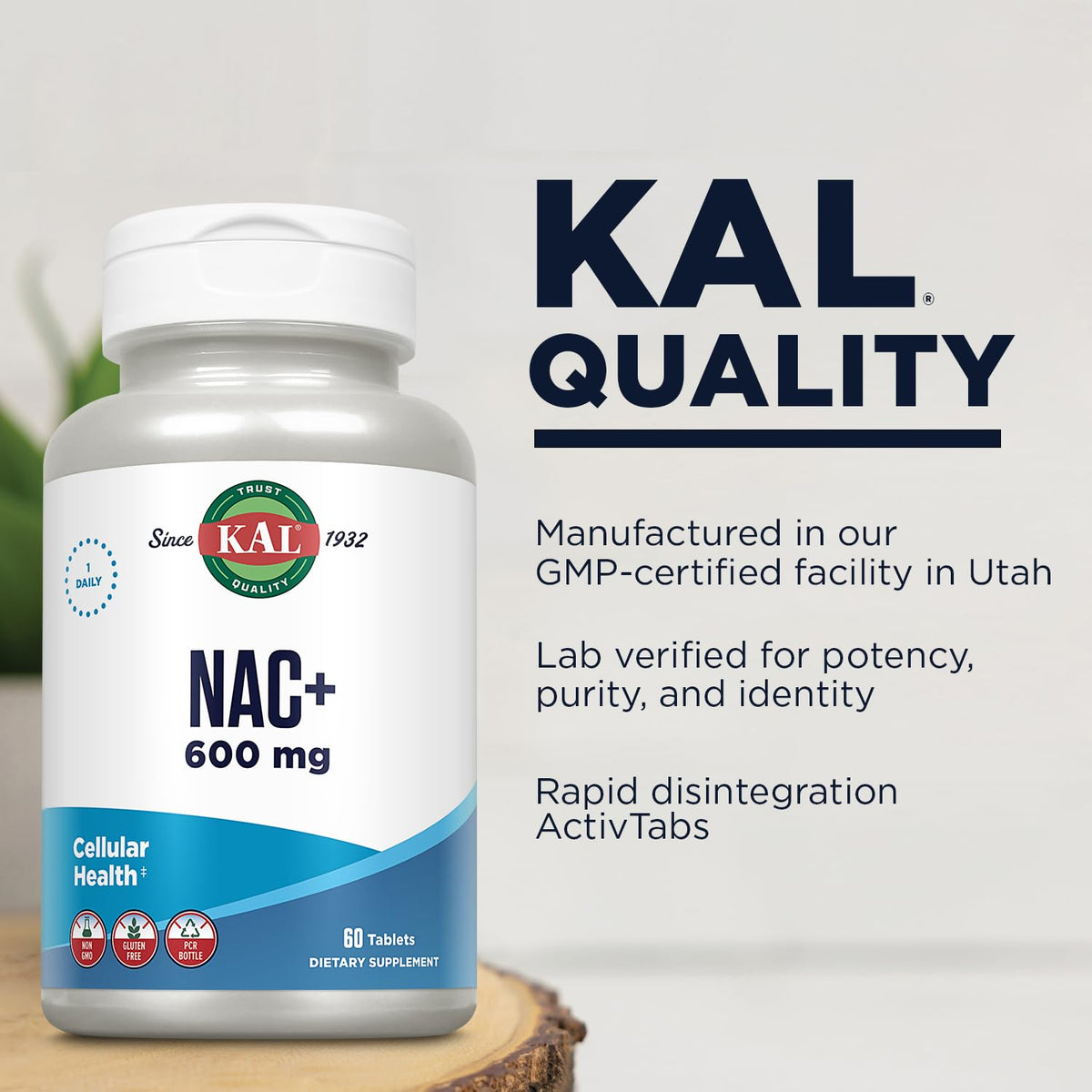 KAL N-Acetyl Cysteine Plus Immune Support - 60 Tablets - image 5