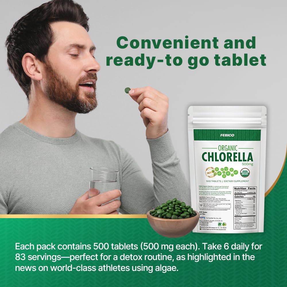 FEBICO Chlorella Tablets 500mg - 500 Count - image 6
