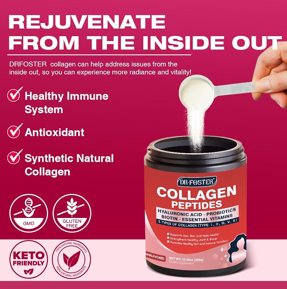 DRFOSTER Multi Collagen Peptides Powder with Probiotics - 35 Servings - image 5