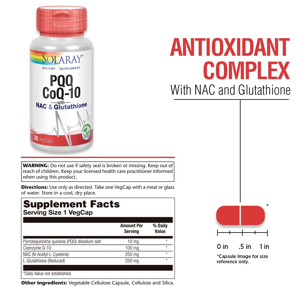 Solaray PQQ CoQ10 Heart Health Support - 30 Vegetarian Capsules - image 3