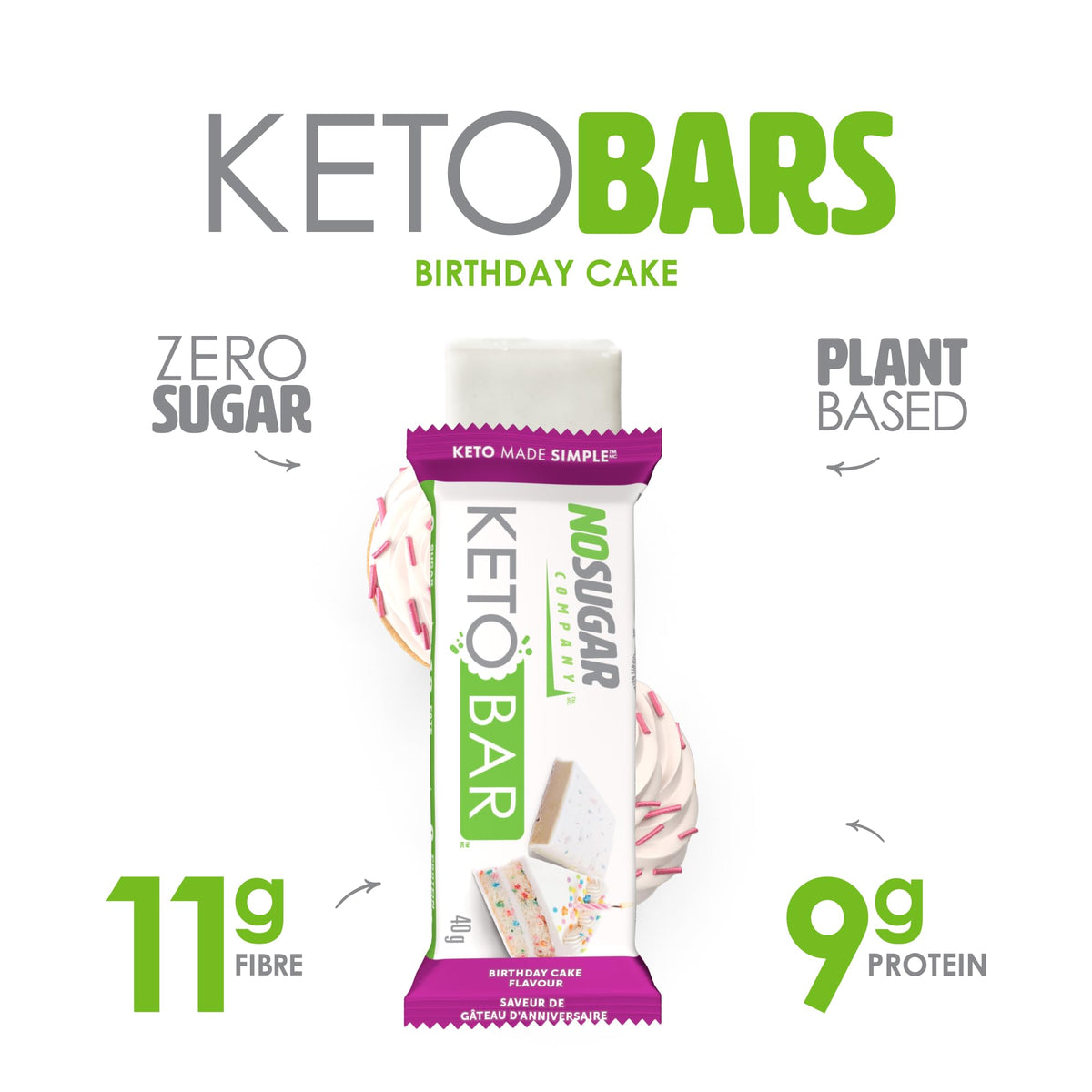 No Sugar Company Keto Bar Birthday Cake - 12 Count - image 3