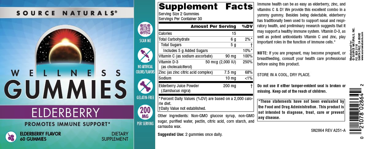 Source Naturals Wellness Elderberry Gummies 200 mg - 60 Gummies - image 4