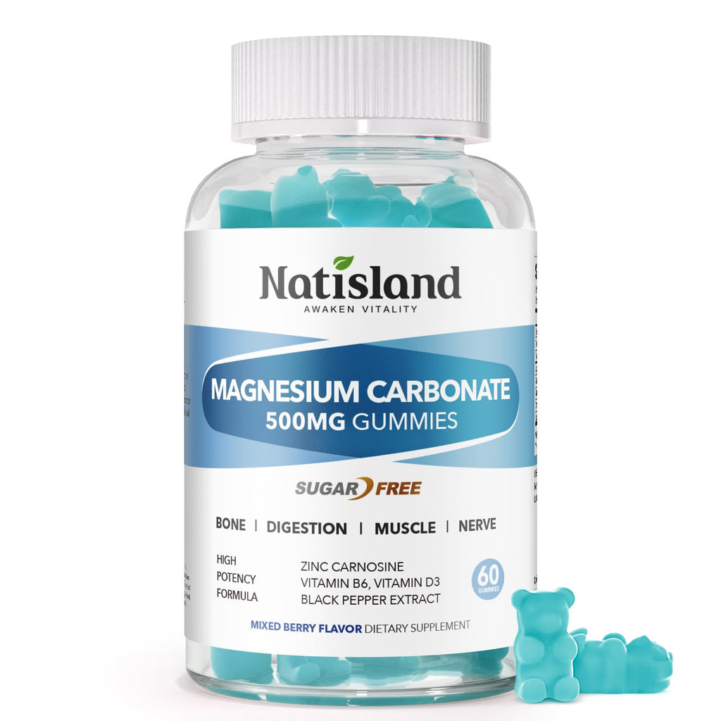 NATISLAND Magnesium Carbonate 500mg Gummies - 60 Count