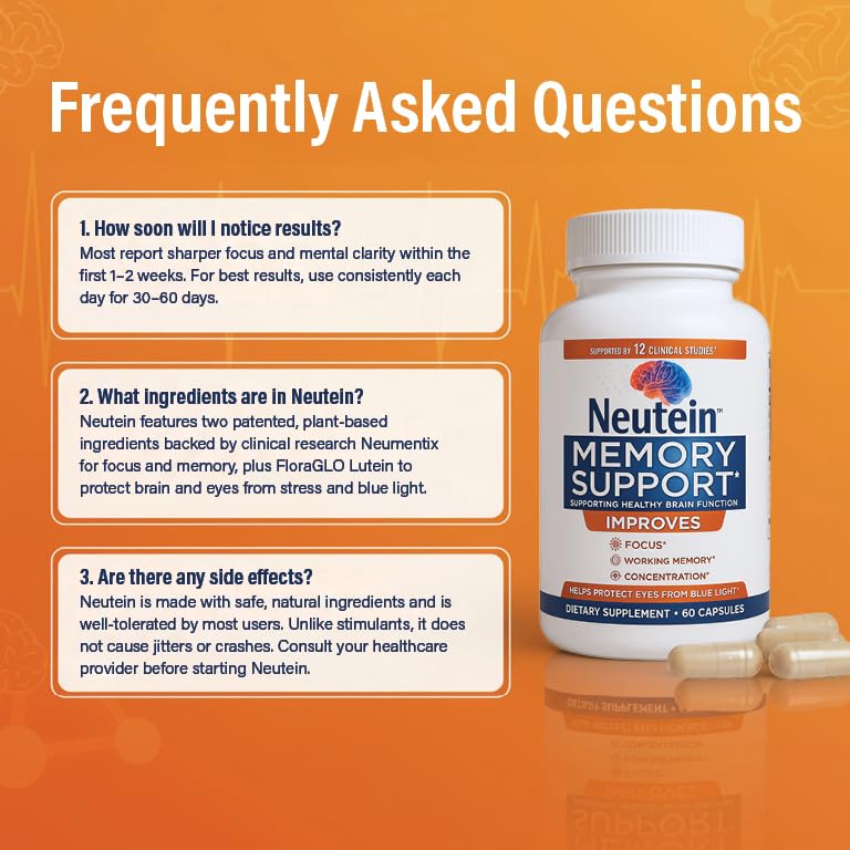 Neutein Brain Supplements for Memory and Focus (60 Capsules)