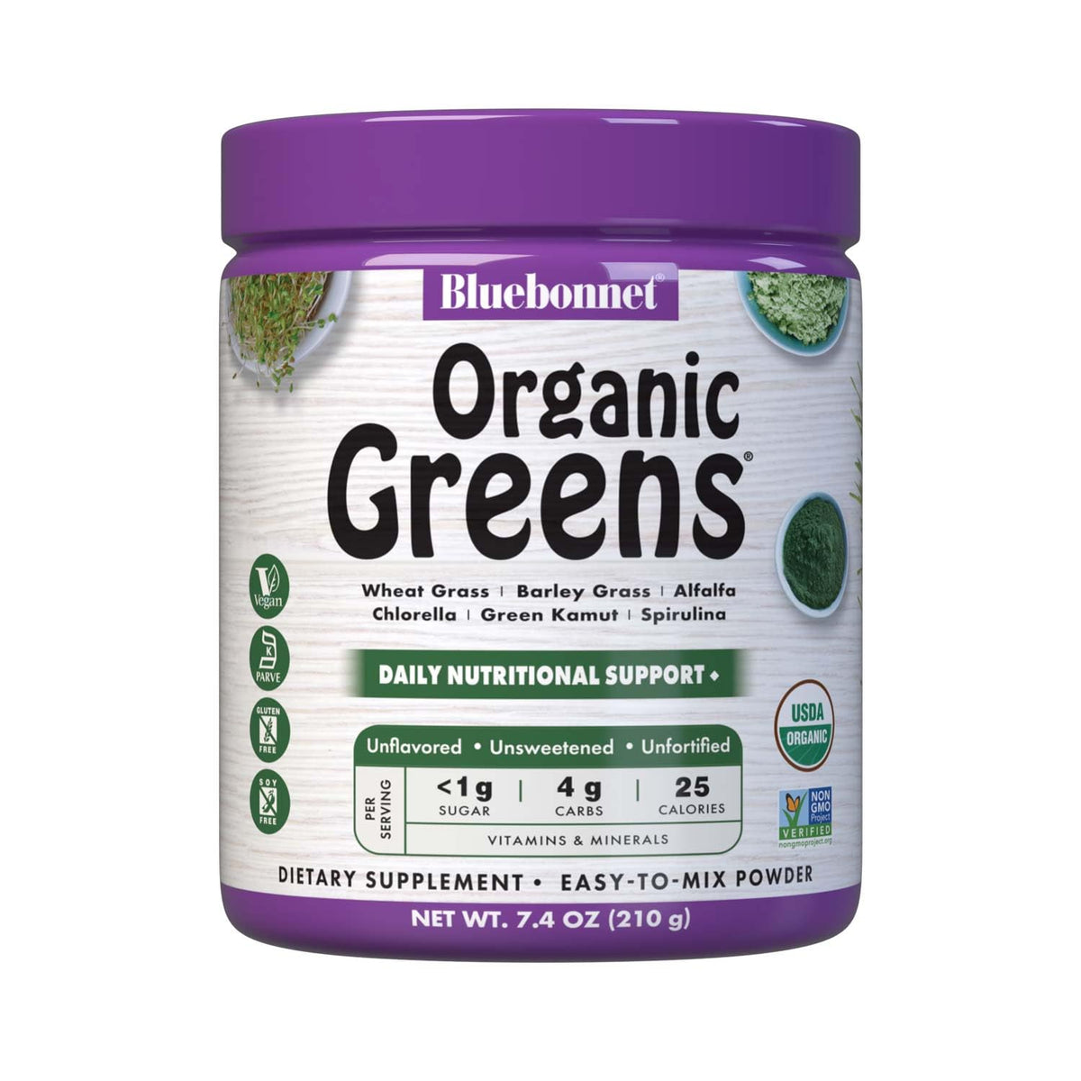 BlueBonnet Nutrition Super Earth Organic Greens Powder - 7.4 Oz