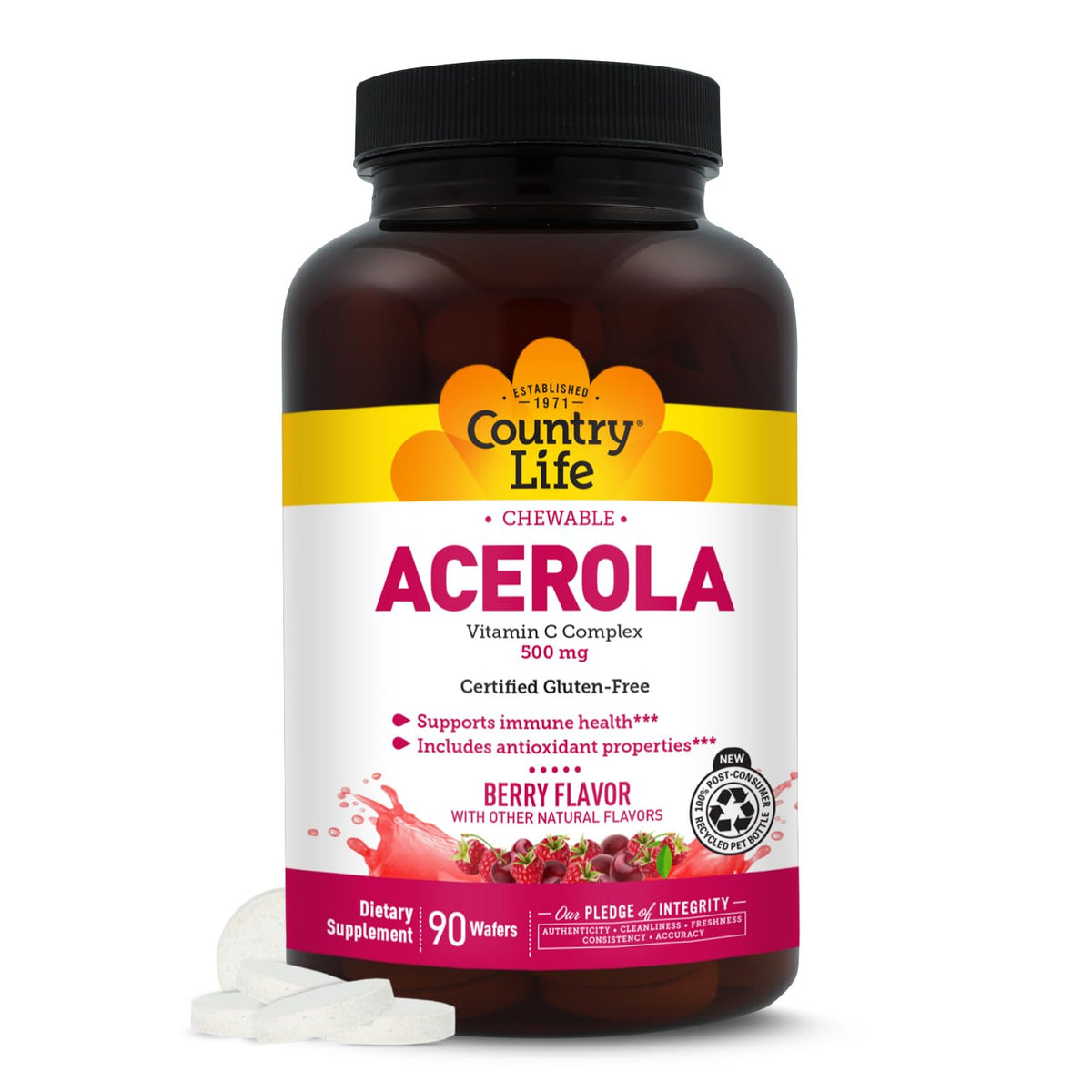 Country Life Acerola Vitamin C Complex 500 mg - 90 Chewables