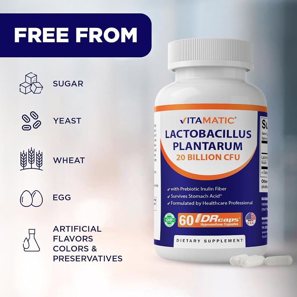Vitamatic Lactobacillus Plantarum 20 Billion Digestive Support - 60 Capsules - image 7