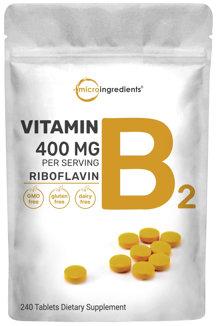 Micro Ingredients Riboflavin Vitamin B2 400mg - 240 Tablets