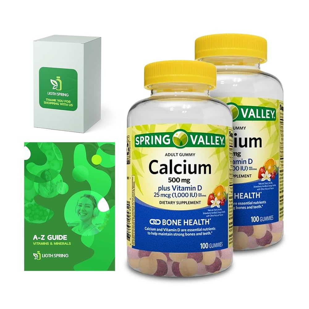 LightSpring Calcium Plus Vitamin D Adult Gummies 500mg - 100 Count