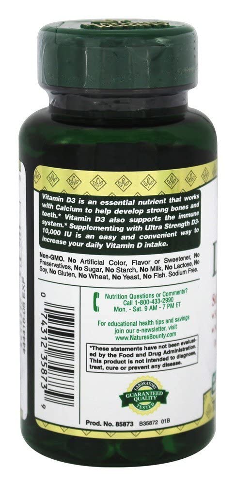 Nature's Bounty Vitamin D3 10,000 IU Softgels - 144 Count - image 3
