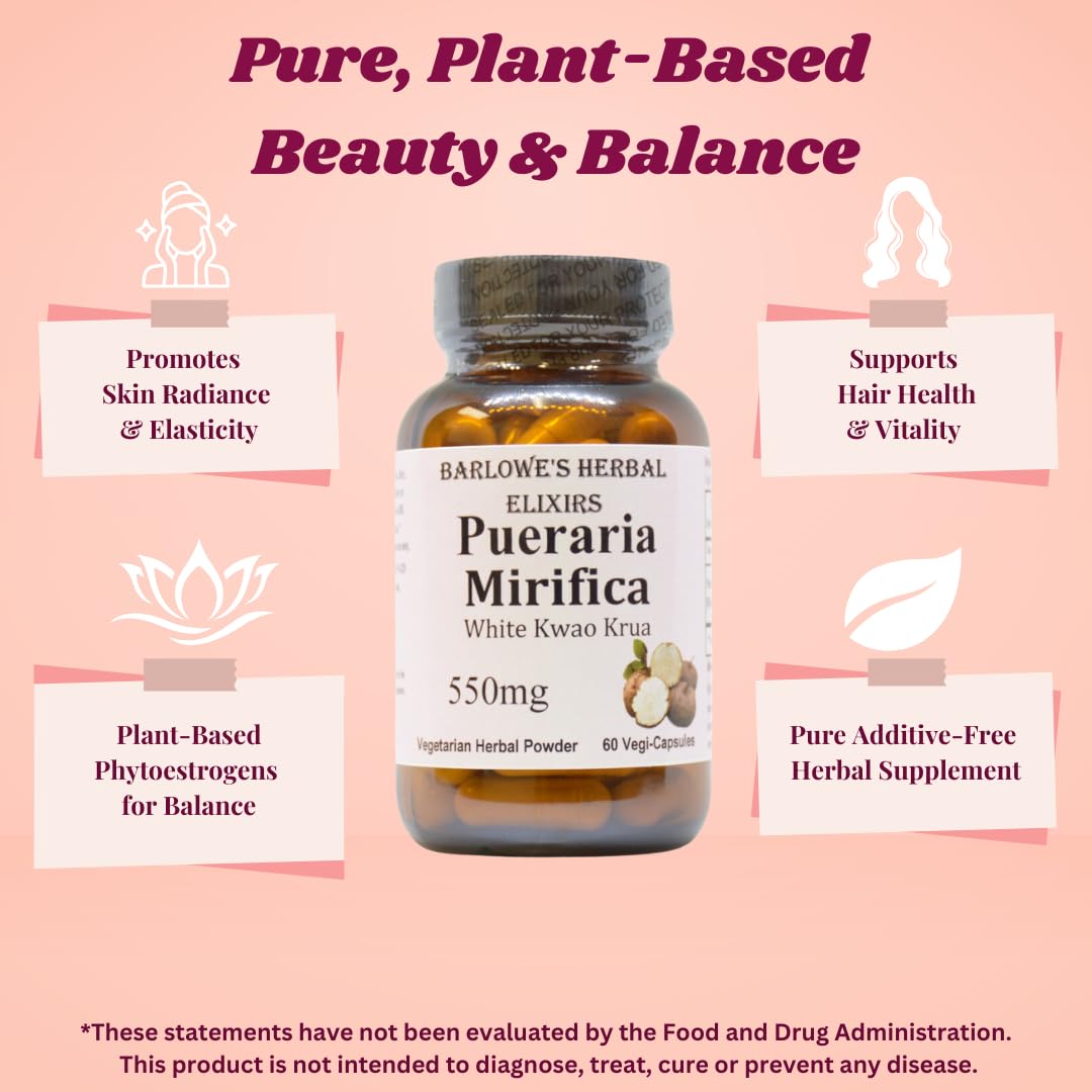 Barlowe's Herbal Elixirs Pueraria Mirifica 550mg - 60 Vegetarian Capsules - image 3