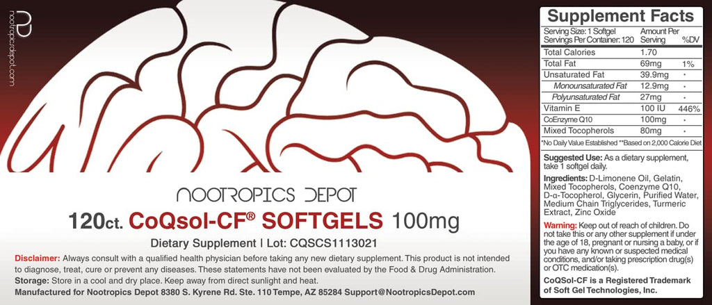 Nootropics Depot CoQ10 100mg Softgels for Cardiovascular Health - 120 Softgels - image 3