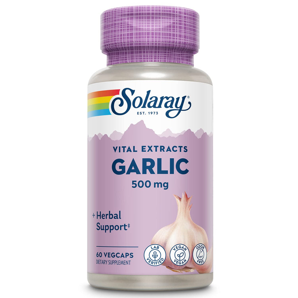 SOLARAY Garlic Bulb Extract Supplement - 60 Vegetarian Capsules