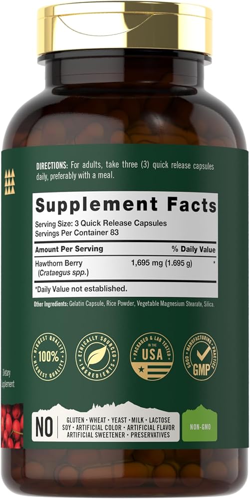 Tahoe Nutritionals Hawthorn Berry Capsules 1695 mg - 250 Count - image 2