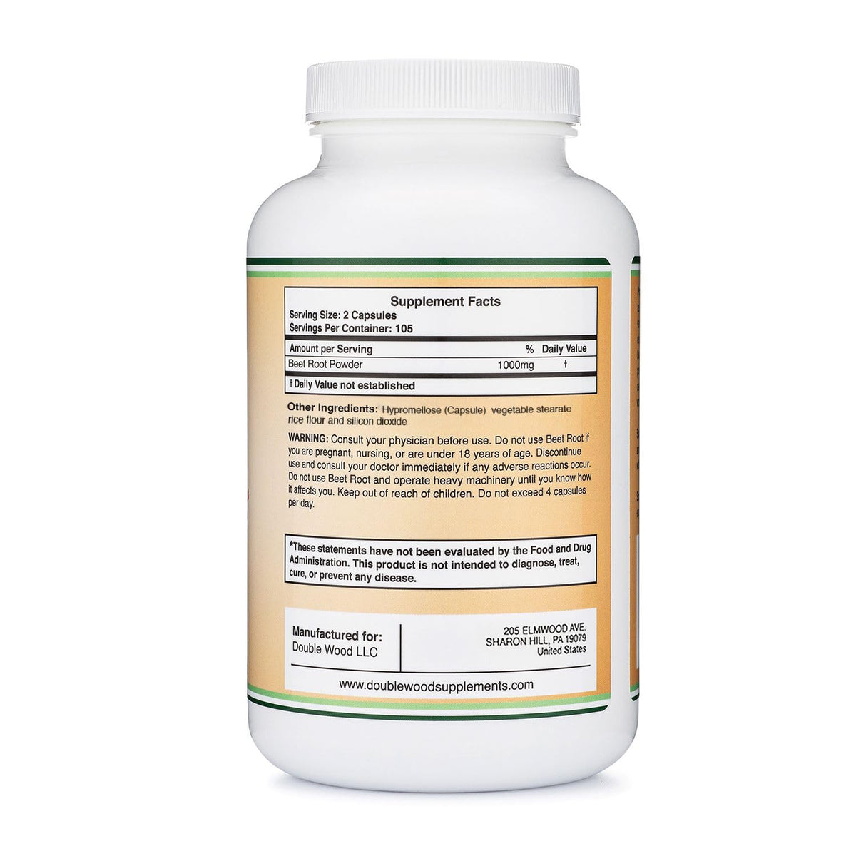 Double Wood Supplements Beet Root 1,000mg Circulation + Stamina - 210 Capsules - image 5